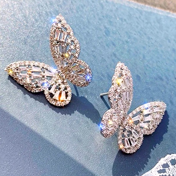 Cubic Zirconia Butterfly Earrings - Picture 1 of 5